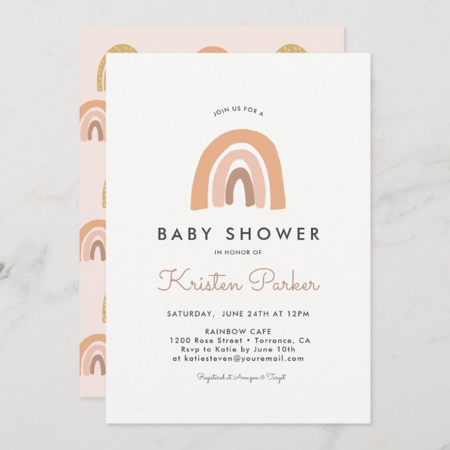Pastel Rainbow Baby Shower Invitation Cards (Front/Back)