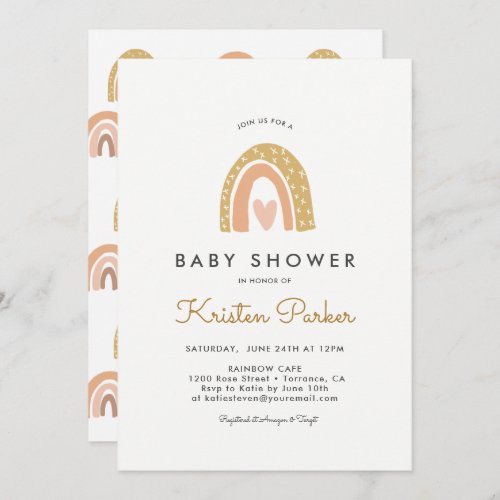 Pastel Rainbow Baby Shower Invitation Cards