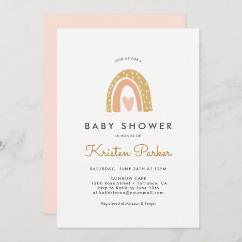 Pastel Rainbow Baby Shower Invitation Cards