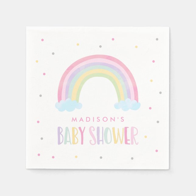Pastel Rainbow Baby Shower Napkins (Front)