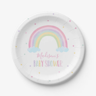 Pastel Rainbow Baby Shower Paper Plates