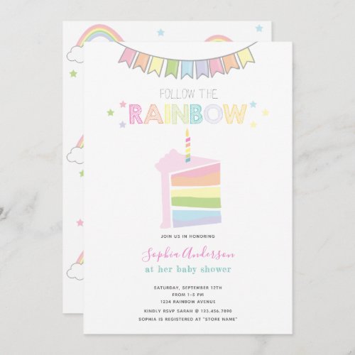 Pastel Rainbow Baby Shower Party Invitation