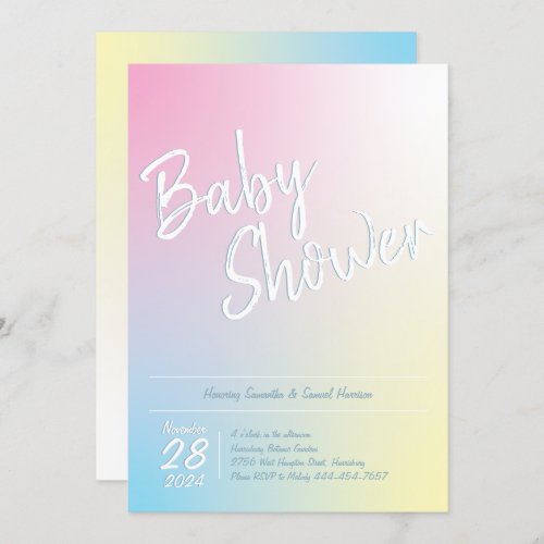 Pastel Rainbow Baby Shower Simple Modern Invitation