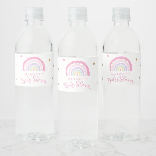 Pastel Rainbow Baby Shower Water Bottle Label