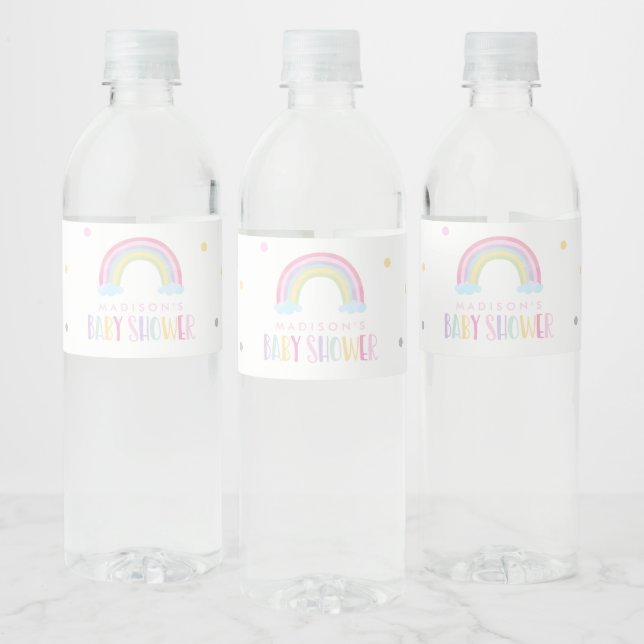 Pastel Rainbow Baby Shower Water Bottle Label (Bottles)