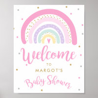 Pastel Rainbow Baby Shower Welcome Poster