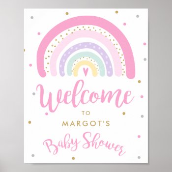 Pastel Rainbow Baby Shower Welcome Poster by PixelPerfectionParty at Zazzle
