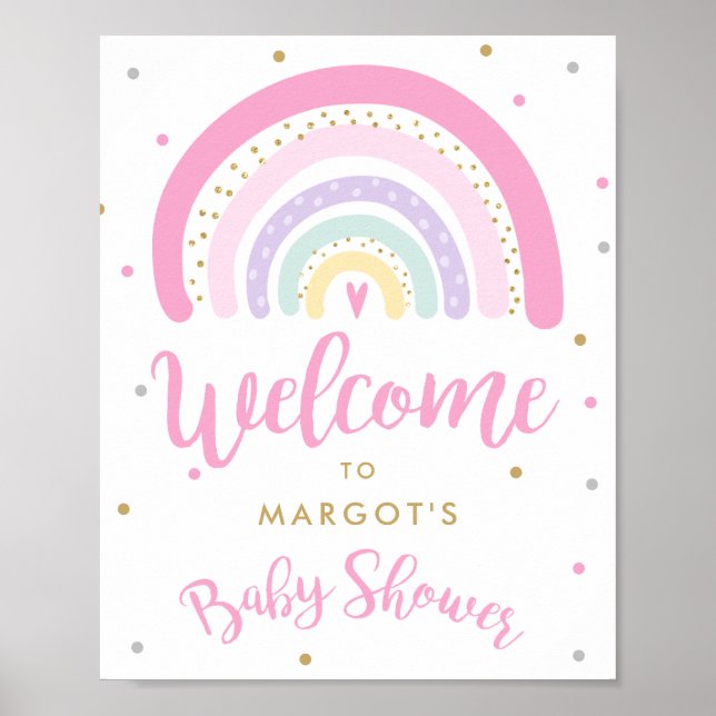 Pastel Rainbow Baby Shower Welcome Poster (Front)
