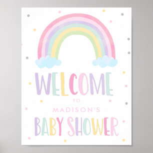 Pastel Rainbow Baby Shower Welcome Poster