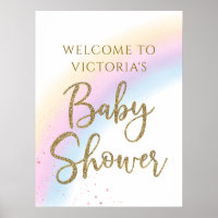 Pastel Rainbow Baby Shower Welcome Sign Any Color