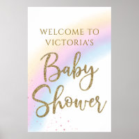 Pastel Rainbow Baby Shower Welcome Sign Any Color