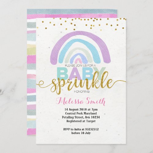 Pastel Rainbow Baby Sprinkle Invitation card