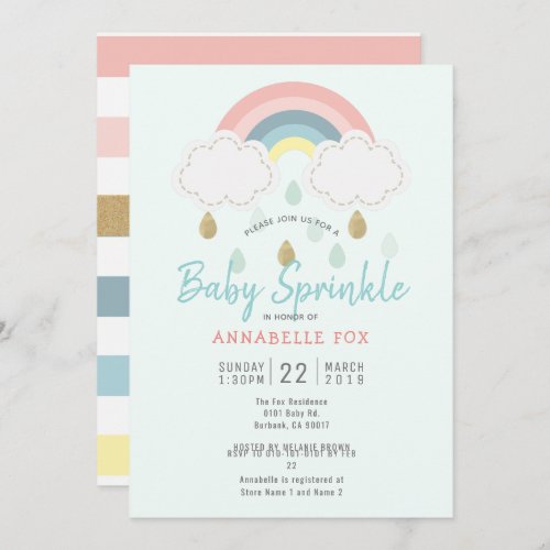 Pastel Rainbow Baby Sprinkle Shower Invitation
