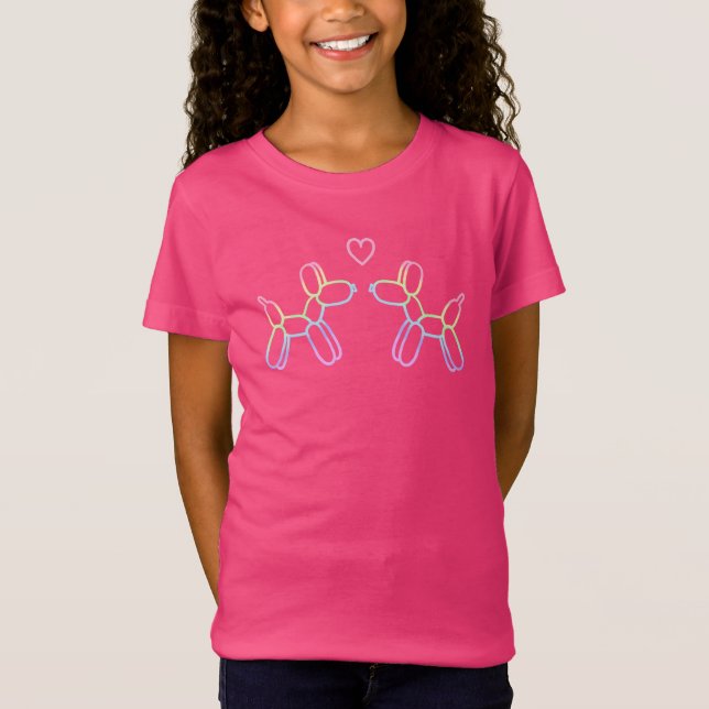 Pastel Rainbow Balloon Dogs Girls T-Shirt (Front)