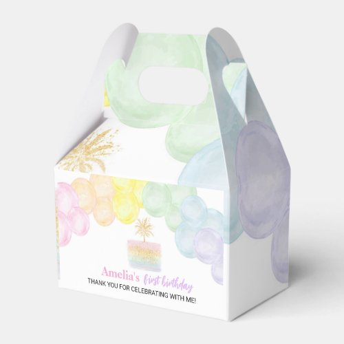 Pastel Rainbow Balloon Favor Box Birthday Party