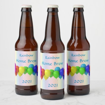 Pastel Rainbow Balloons Beer Label