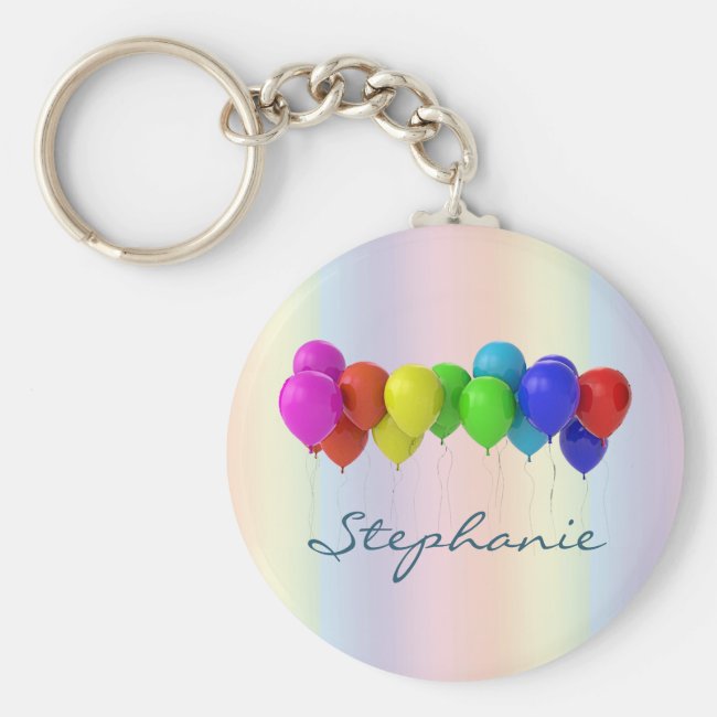 Pastel Rainbow Ballooons Keychain