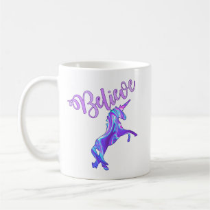Pastel Rainbow Believe In Unicorns Coffee Mug