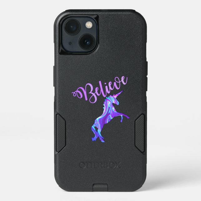 Pastel Rainbow Believe In Unicorns Otterbox iPhone Case (Back)