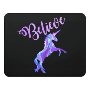 Pastel Rainbow Believe Unicorn Door Sign