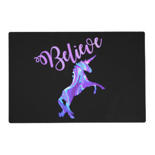 Pastel Rainbow Believe Unicorn Placemat