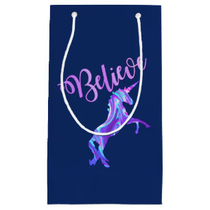 Pastel Rainbow Believe Unicorn Small Gift Bag