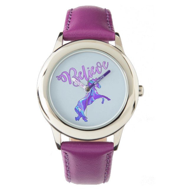 Pastel Rainbow Believe Unicorn Watch (Front)