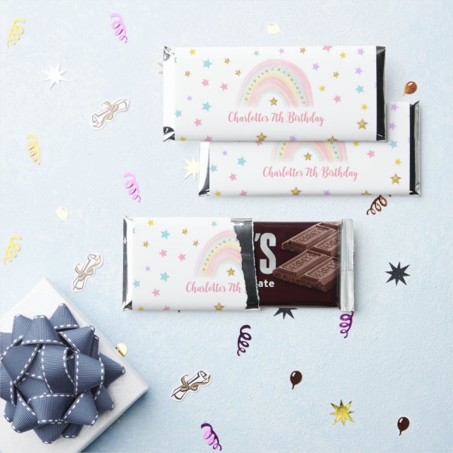 Pastel Rainbow Birthday  Hershey Bar Favors (Front)
