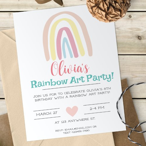 Pastel Rainbow Birthday Invitation