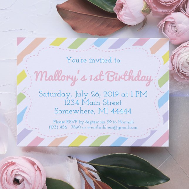 Pastel Rainbow Birthday Invitation (Creator Uploaded)