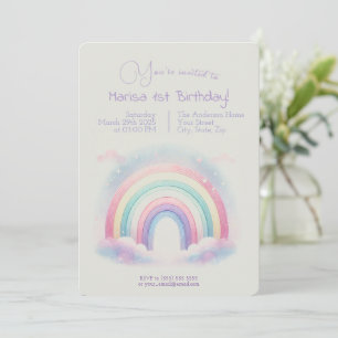 Pastel Rainbow Birthday Invitation - Party Invite