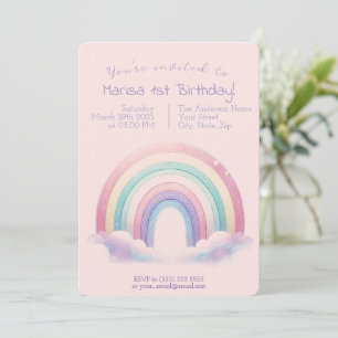 Pastel Rainbow Birthday Invitation - Party Invite