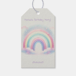 Pastel Rainbow Birthday Party Gift Tag
