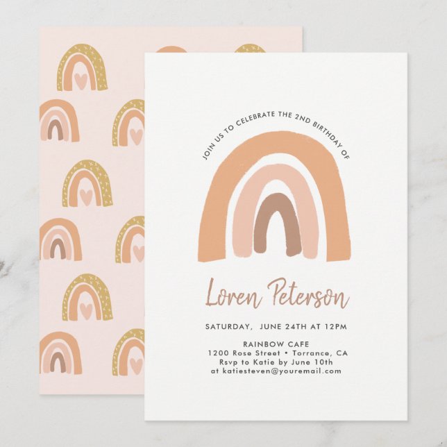 Pastel Rainbow Birthday Party Invitation (Front/Back)