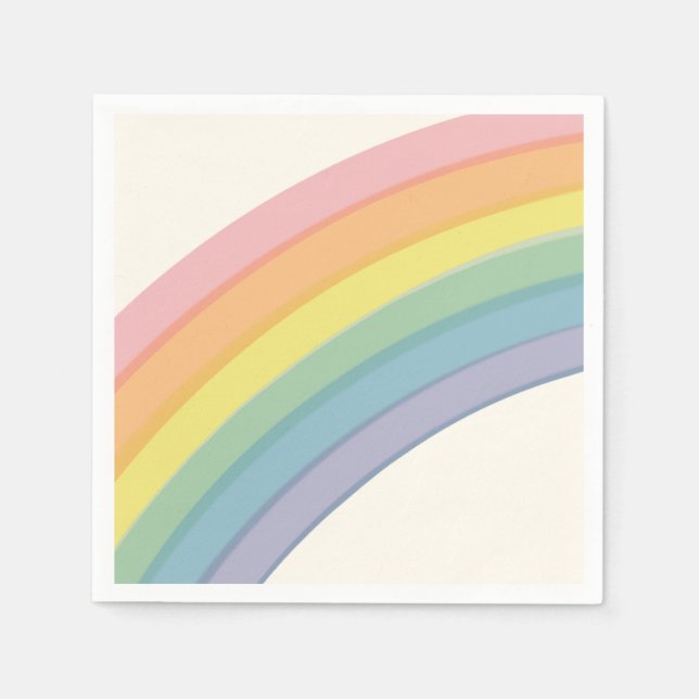 Pastel Rainbow Birthday Party Napkins (Front)