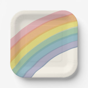 Pastel Rainbow Birthday Party Paper Plates