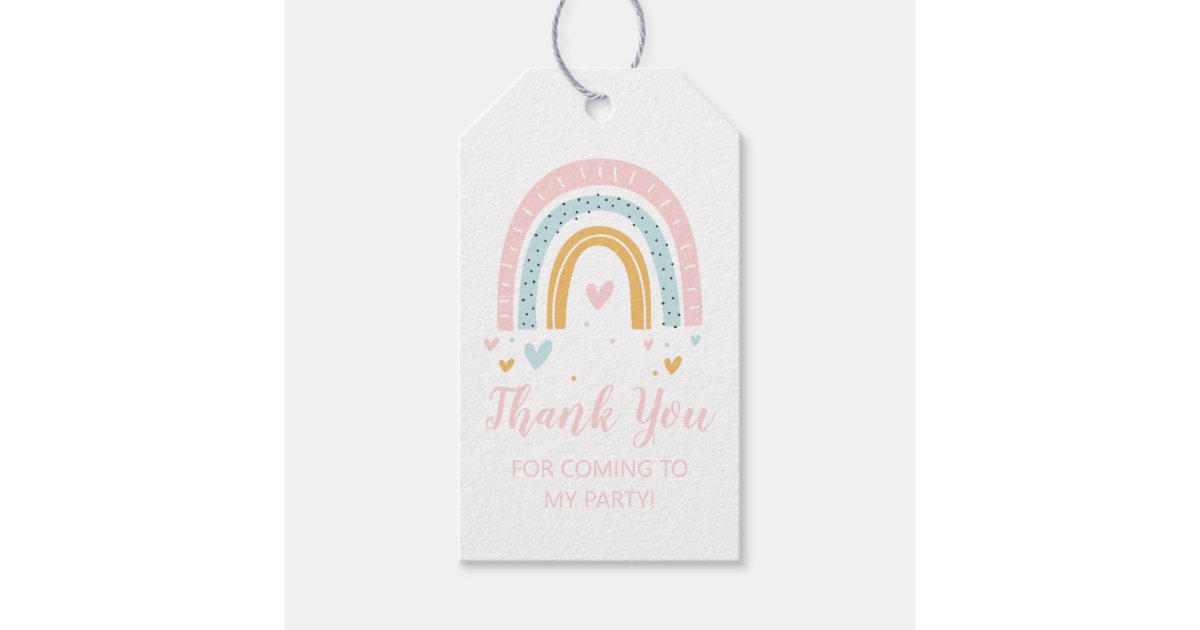 Pastel Rainbow Birthday Party Thank You Favor Tags | Zazzle