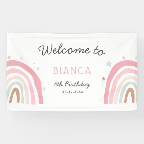 Pastel Rainbow Birthday Party Welcome Banner