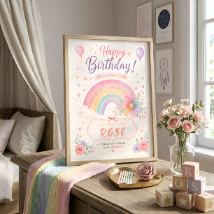 Pastel Rainbow Birthday Poster