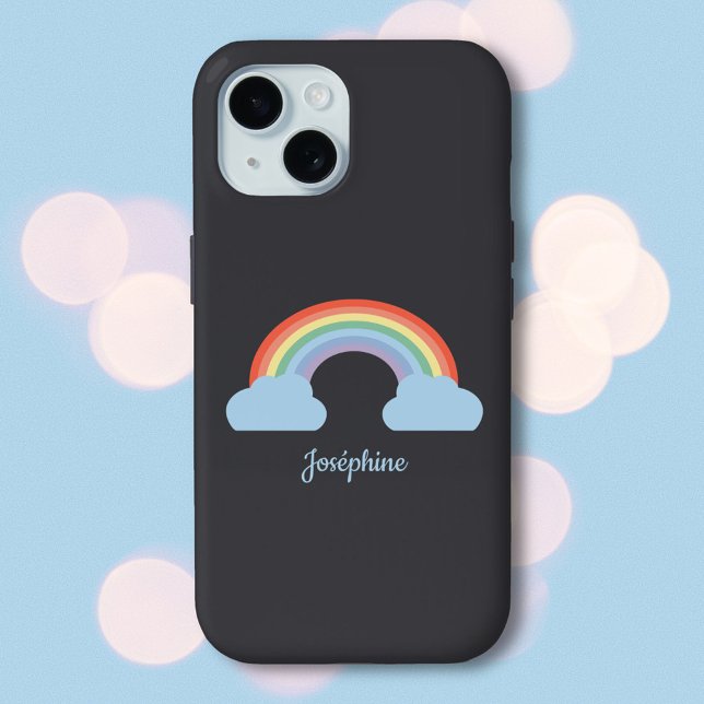 Pastel Rainbow Black  Case-Mate iPhone Case (Pastel Rainbow Black Phone Case)
