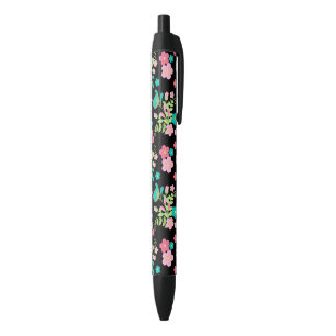 Pastel Rainbow Black Floral Garden Flowers Leaves Pen
