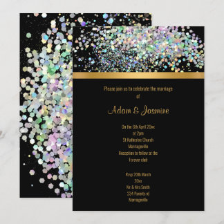 PASTEL RAINBOW BLACK  GOLD WEDDING INVITATION