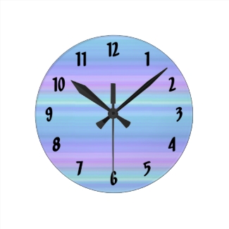Pastel Rainbow Blue Purple Green Clock