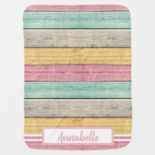 Pastel Rainbow Boards Baby Name Blanket