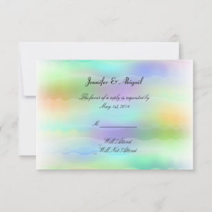 Pastel Rainbow Bride Wedding Response Card
