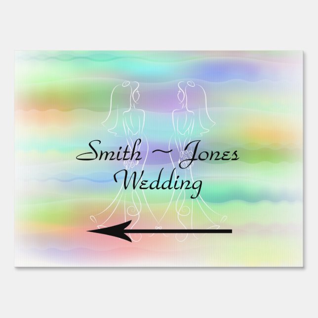Pastel Rainbow Brides Wedding Direction Sign (Front)