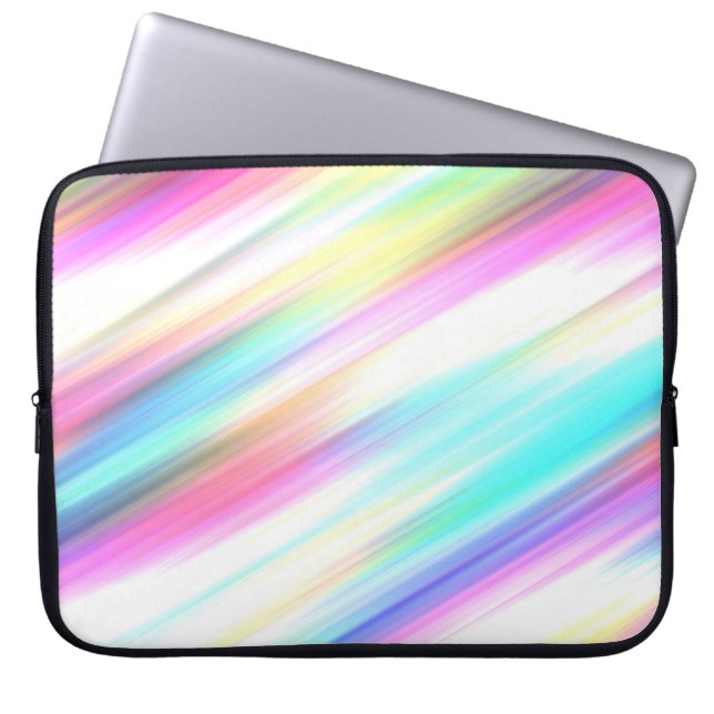 Pastel Rainbow Brush Strokes Laptop Sleeve (Front)