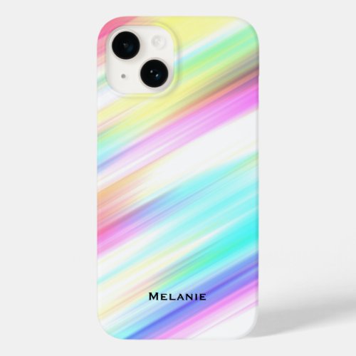 Pastel Rainbow Brush Strokes Personalised Case_Mate iPhone 14 Case