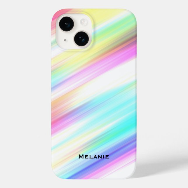 Pastel Rainbow Brush Strokes Personalised Case-Mate iPhone Case (Back)