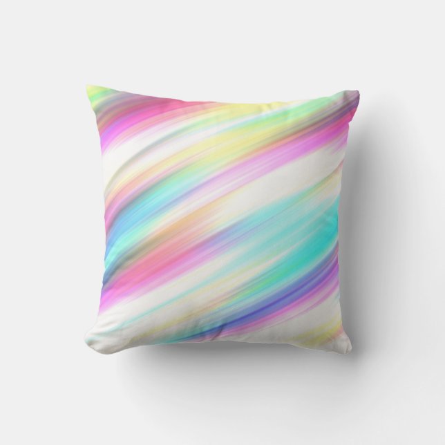 Pastel Rainbow Brush Strokes  Throw Pillow (Front)